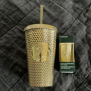 Starbucks Gold bling metallic studded cup and ornament 🎄